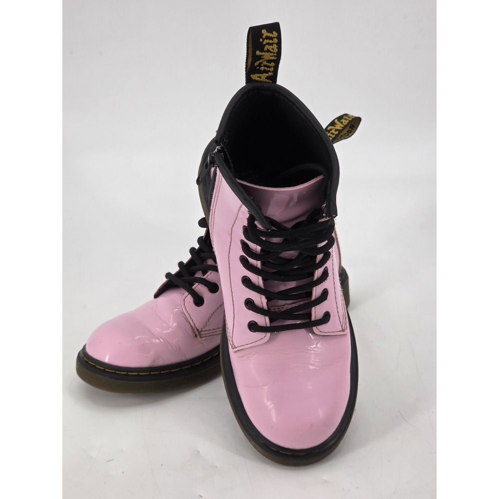 DR DOC MARTENS Girls Pink Boots Shoe 1460 J Patent Leather Youth Sz‎ 3 US